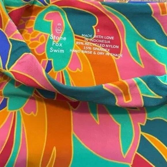 NWT Stone Fox Swim Simone Bikini Cheeky Bottom Stained Glass Print S MultiColors - Picture 9 of 14